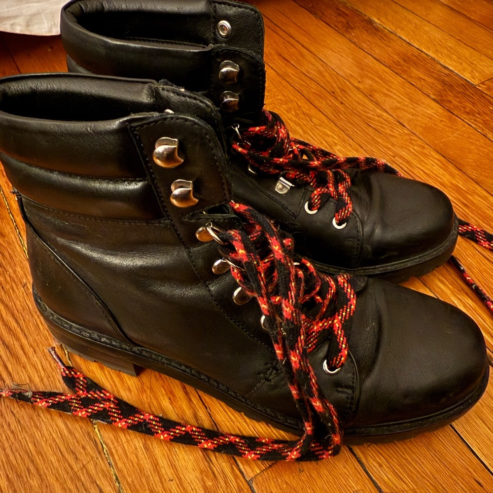 Sam Edelman Black Boots with Red Laces - Picture 2 of 4